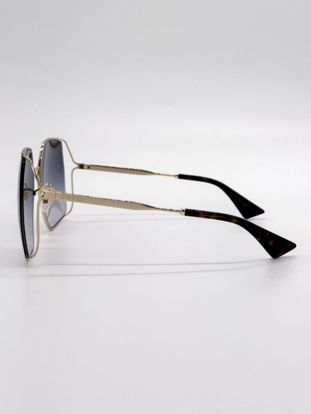 NEW GUCCI SUNGLASSES GG0817S 001 GOLD/GRAY SQUARE WOMEN GUCCI EYEWEAR - Picture 7 of 11
